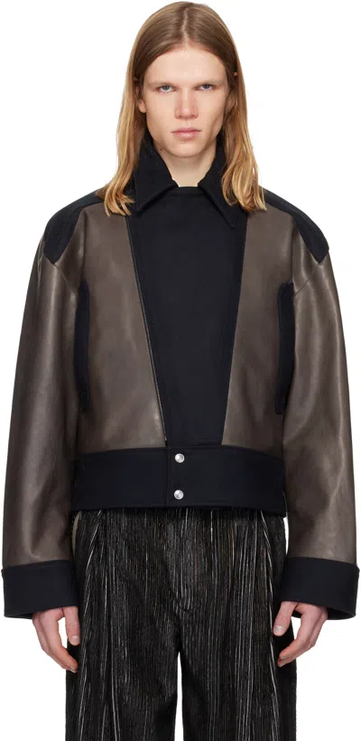 Kiko Kostadinov Orvos Zip-up Leather Jacket In Black