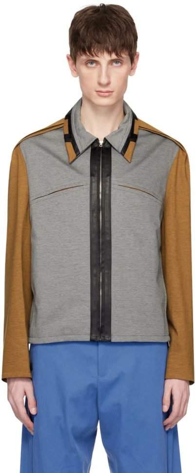 Kiko Kostadinov Gray & Yellow Ugo Jacket In Iron Grey/ochre/ink