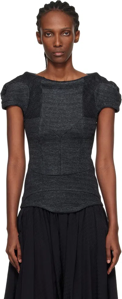 Kiko Kostadinov Compass Jersey Blouse In Gray