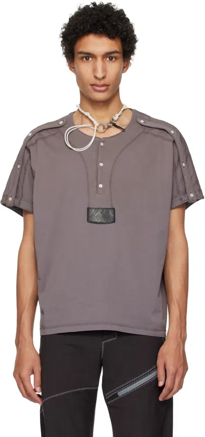 Kiko Kostadinov Men S Sargo Short Sleeve Henley Polo Iris In Gray