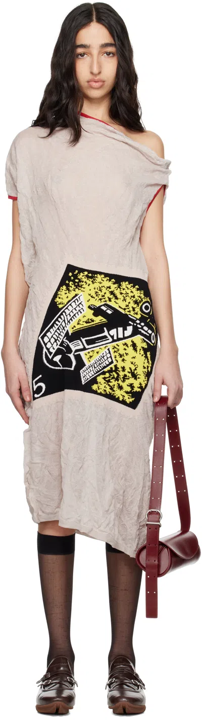 Kiko Kostadinov Gray Satellite Knit Midi Dress In Moonbeam Grey / Sola