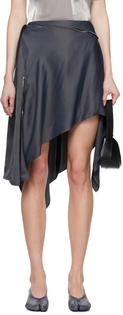 Kiko Kostadinov Gray Sonia Midi Skirt In Steel Grey