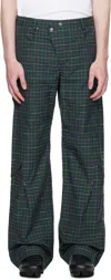 Kiko Kostadinov Kraner Checked Cotton-blend Wide-leg Pants In Green
