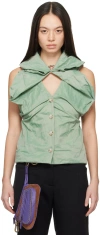 Kiko Kostadinov Green Lozan Tank Top In Pale Teal