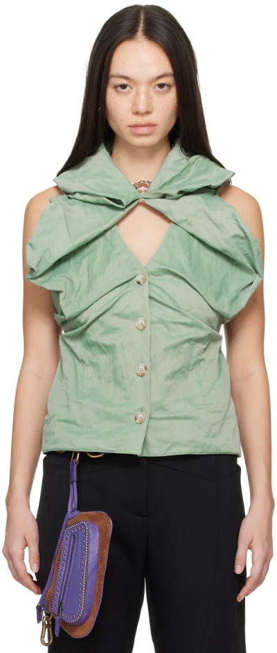 Kiko Kostadinov Green Lozan Tank Top In Pale Teal