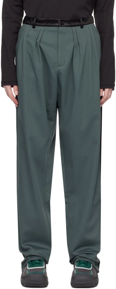 Kiko Kostadinov Green Ugo Side Trousers In Stone Green/deep Gre