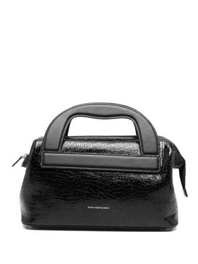 Kiko Kostadinov Isadora Cracked-calf Tote Bag In Black