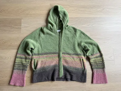 Pre-owned Kiko Kostadinov Ketra Knit Hoodie Zip Up Jacket In Green