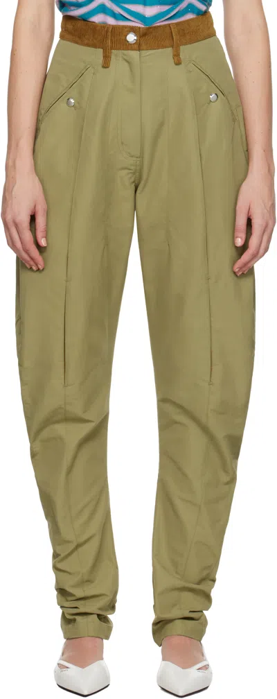 Kiko Kostadinov Khaki Chasseur Trousers In Olive Green/honey