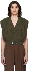 Kiko Kostadinov Khaki Orson Cardigan In Shiny Army Green