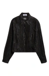 Kiko Kostadinov Kraner Stripe Velvet Crop Snap-up Shirt In Black