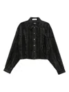 Kiko Kostadinov Kraner Stripe Velvet Crop Snap-up Shirt In Black