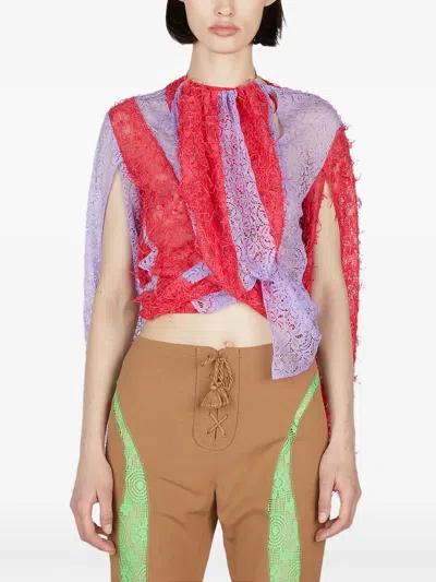 Kiko Kostadinov Lace Draped Top In Red