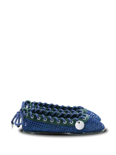 Kiko Kostadinov Lace-up Mesh Ballet Flats In Multi