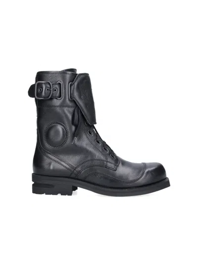 Kiko Kostadinov Leather Boots With Contrast Rubber Detailing In Black