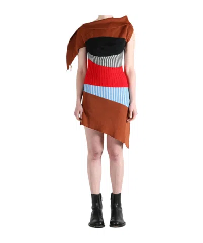 Kiko Kostadinov Striped Asymmetric Mini Dress In Multi