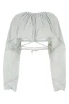 Kiko Kostadinov Stretch Cotton Blend Blouse With Bell Sleeves In Grey