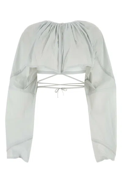 KIKO KOSTADINOV LIGHT GREY STRETCH COTTON BLEND BLOUSE