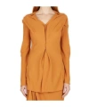 Kiko Kostadinov Long-sleeved Cut-out Front-slit Blouse In Orange