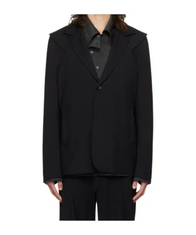 Kiko Kostadinov Black Bendix Tailored Blazer In Crow Black//lilac