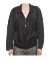 Kiko Kostadinov Long-sleeved V-neck Drawstring Blouse In Black
