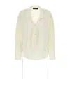 Kiko Kostadinov Satin V-neck Shirt With Drawstring Hemline In Neutral