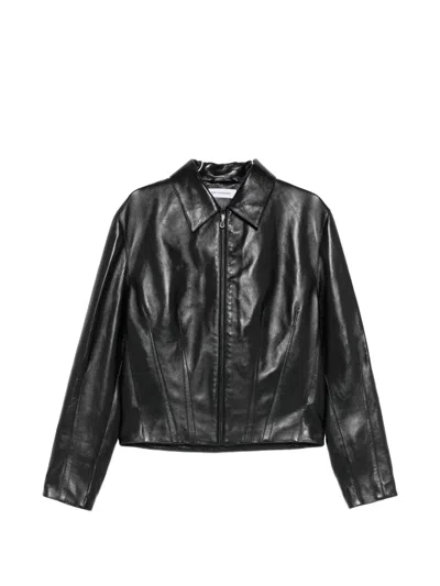 Kiko Kostadinov Lur Leather Jacket In Black