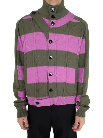 Kiko Kostadinov Men Merli Twinset Cardigan In Khaki/rose Pink