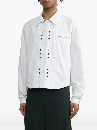 Kiko Kostadinov Tonino Shirt Jacket Wide Beige Stripe In Weiss