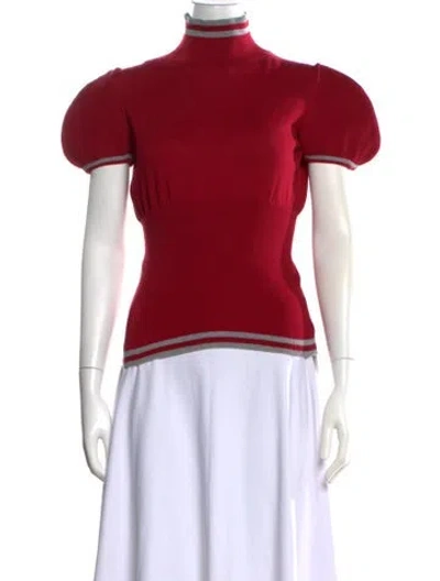 Pre-owned Kiko Kostadinov Mock Neck Short Sleeve Top In Red