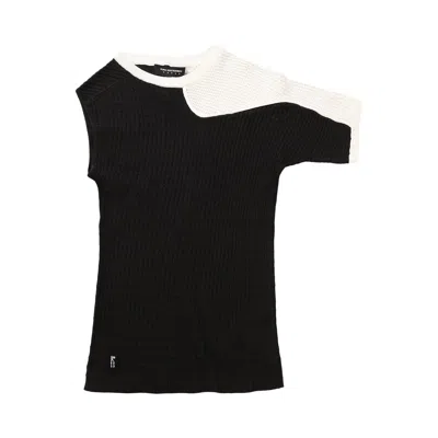 Pre-owned Kiko Kostadinov Nomas Asymmetric Knit Raglan Top 'phantom Black/bone White' | Women's Size 36