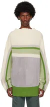Kiko Kostadinov Off-white & Green Essick Stripe Turtleneck In Off White Melange/ol