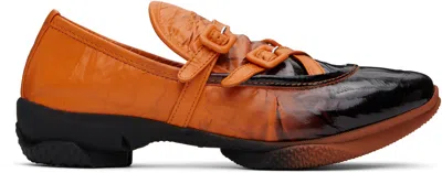 Kiko Kostadinov Orange & Black Sonia Buckled Loafers In Tangerine / Black