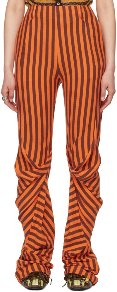 Kiko Kostadinov Orange Orpheus Trousers In Orange Stripe