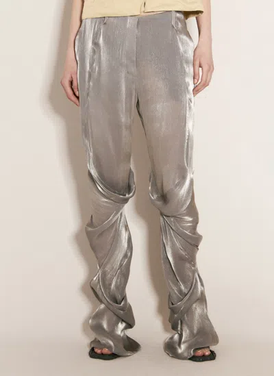 Kiko Kostadinov Gray Orpheus Trousers In Silver