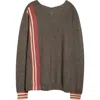 Kiko Kostadinov Ostro Stripe V-neck Sweater In Brown/red/cream