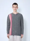 Kiko Kostadinov Ostro Stripe V-neck Sweater In Grey