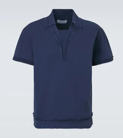 Kiko Kostadinov Otak Layered Cotton Polo Shirt In Blue