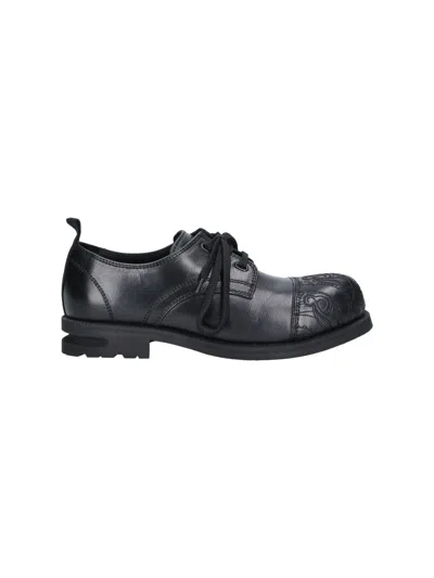 Kiko Kostadinov Ovine Leather Flat Shoes With Contrast Rubber In Black