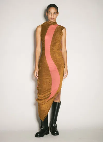 Kiko Kostadinov Tan & Pink Pendle Maxi Dress In Brown