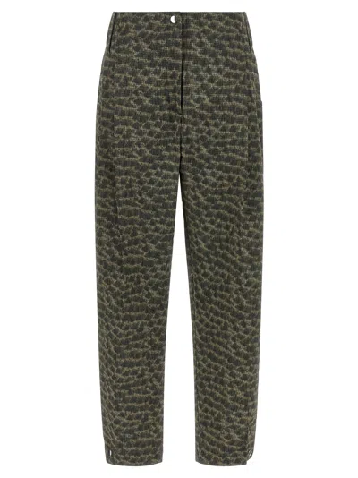 Kiko Kostadinov Feather Print Mid-rise Tapered Trousers In Green