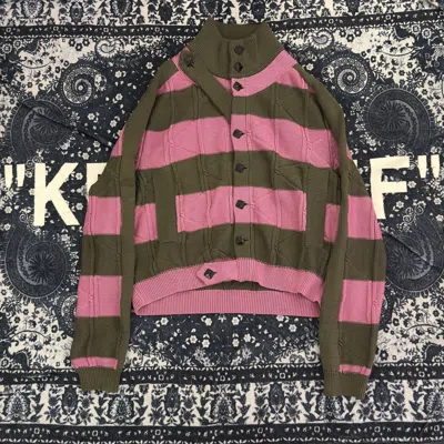Pre-owned Kiko Kostadinov Pink & Khaki Merli Cardigan In Green