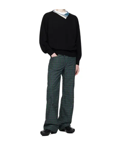 Kiko Kostadinov Plaid Casual Pants In Black