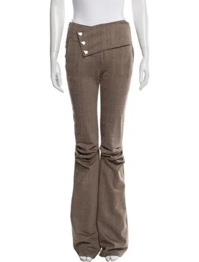 Pre-owned Kiko Kostadinov Plaid Print Wide Leg Pants In Neutral