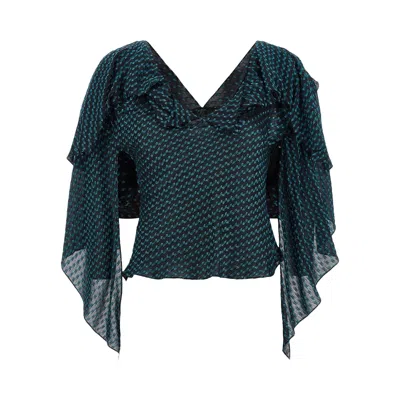 Pre-owned Kiko Kostadinov Plexus Blouse 'black/mosaic Blue' | Women's Size 38