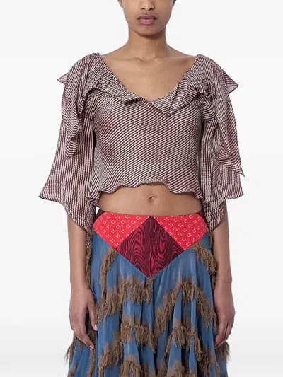 Kiko Kostadinov Plexus Ruffled-draped Blouse In Pink