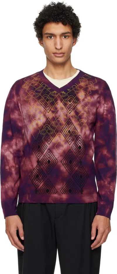 Kiko Kostadinov Purple Hatha V-neck Knit Sweater In Multi