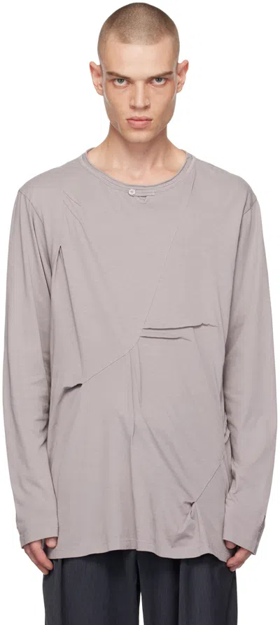 Kiko Kostadinov Purple Ohne K-dart Henley T-shirt In Grey