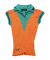 Kiko Kostadinov Quimby Sleeveless Knit Polo In Orange