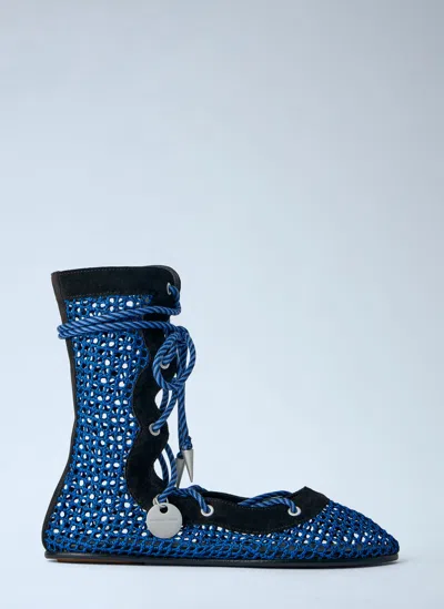 Kiko Kostadinov Reticella Lace Up Boot In Blue